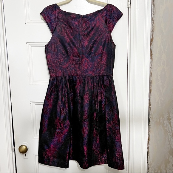 Purple, Red, Black Structured Metallic Cocktail Dress with Sweetheart Neckline - Picture 2 of 4